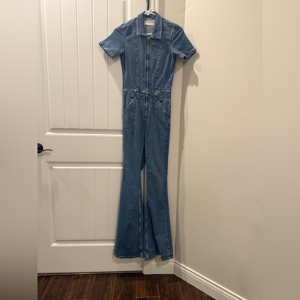 Free People Blue Denim Jumpsuit